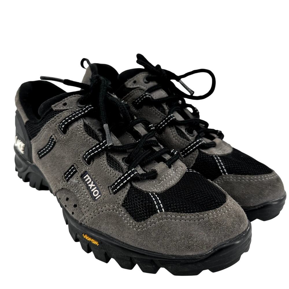 Lake MX101 Cycling Biking Sneakers Shoes Lace Up Suede Leather Gray Black 6.5